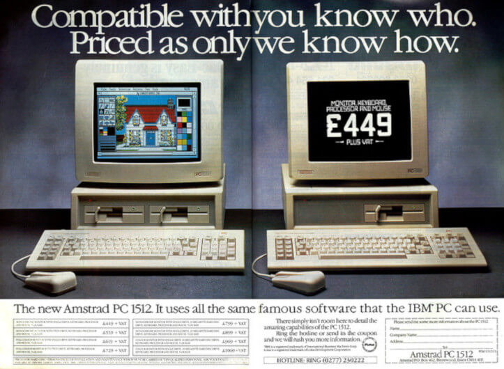 1987 Amstrad PC1512 Ad, Source: nosher.net