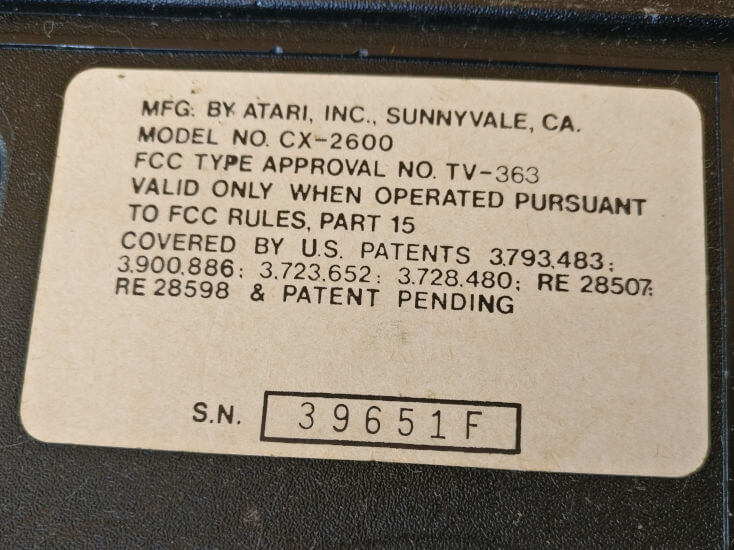 Atari VCS Mfg. In Sunnyvale, CA Sticker