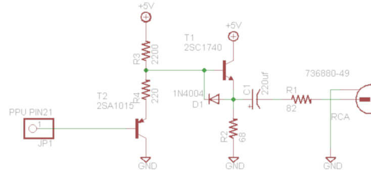 Twin Famicom Composite Video Output Circuit Schematic