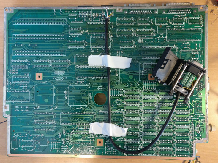 DIY 9-Pin CGA Connector Added To The PC1512 Motherboard